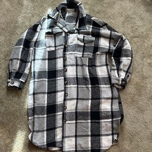 Black & White Plaid Button-Up Shacket